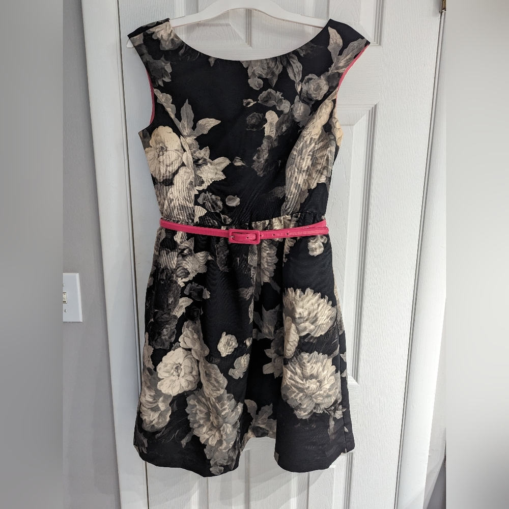 Black and White Floral Cocktail Dress